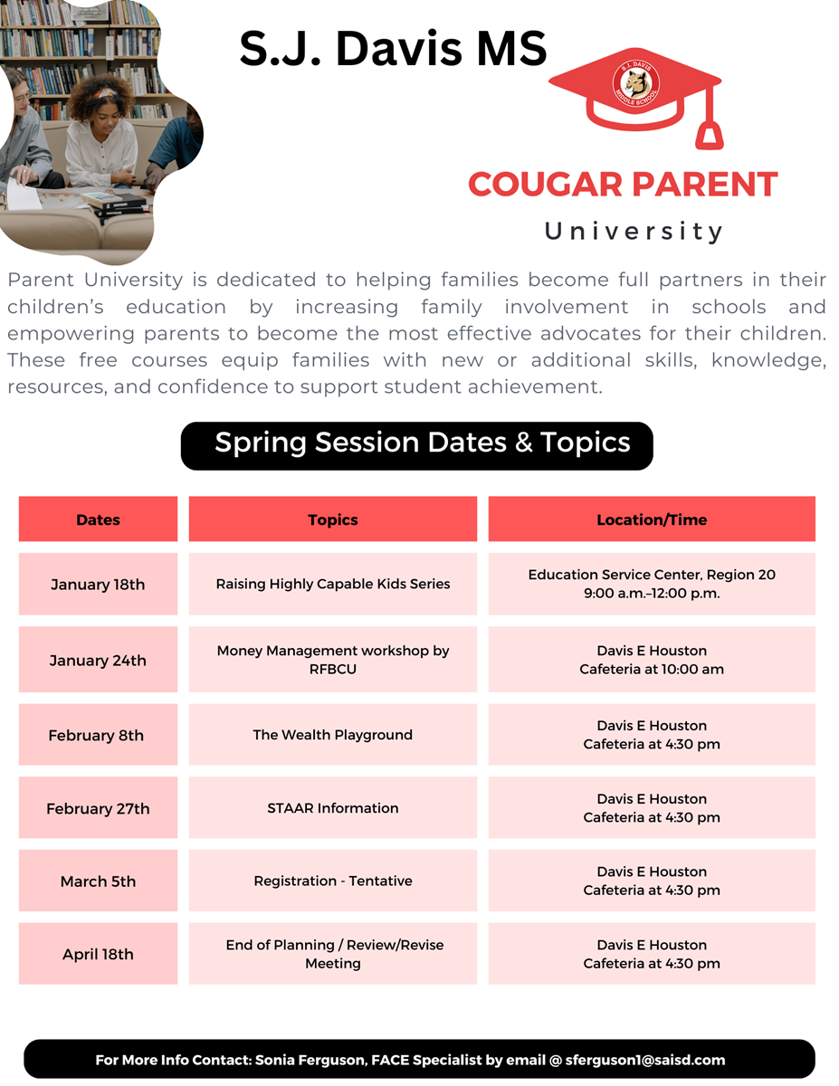 Cougar University (Parent Workshops)